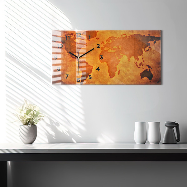 Horloge rectangulaire horizontale Grande carte du monde