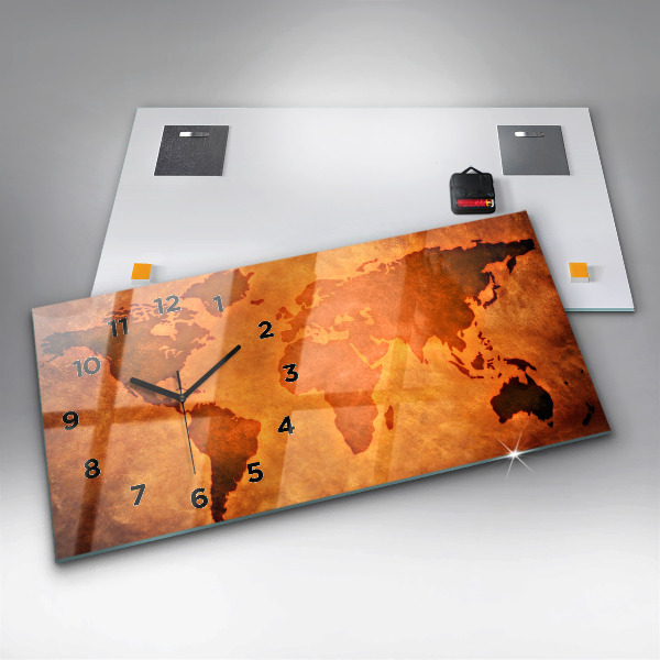 Horloge rectangulaire horizontale Grande carte du monde