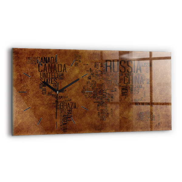 Horloge rectangulaire horizontale Carte des noms de pays
