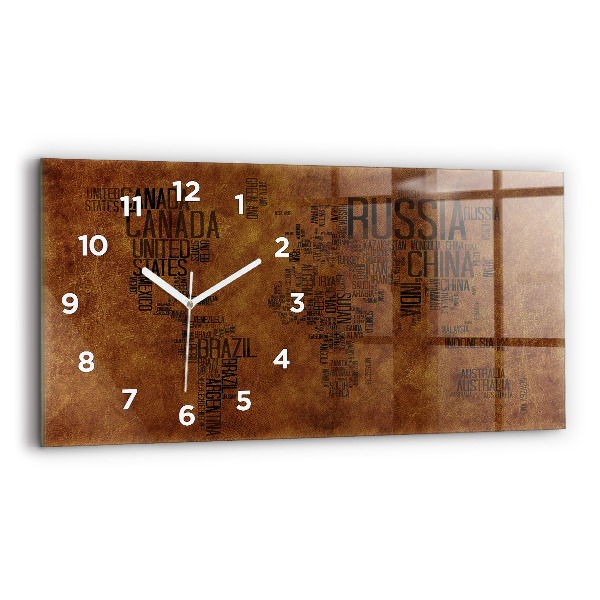 Horloge rectangulaire horizontale Carte des noms de pays