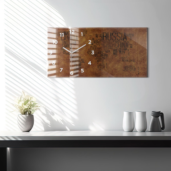 Horloge rectangulaire horizontale Carte des noms de pays