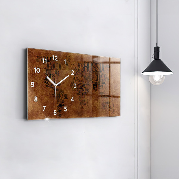Horloge rectangulaire horizontale Carte des noms de pays