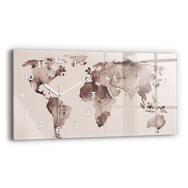 Horloge rectangulaire horizontale 'Carte du monde à l''aquarelle'