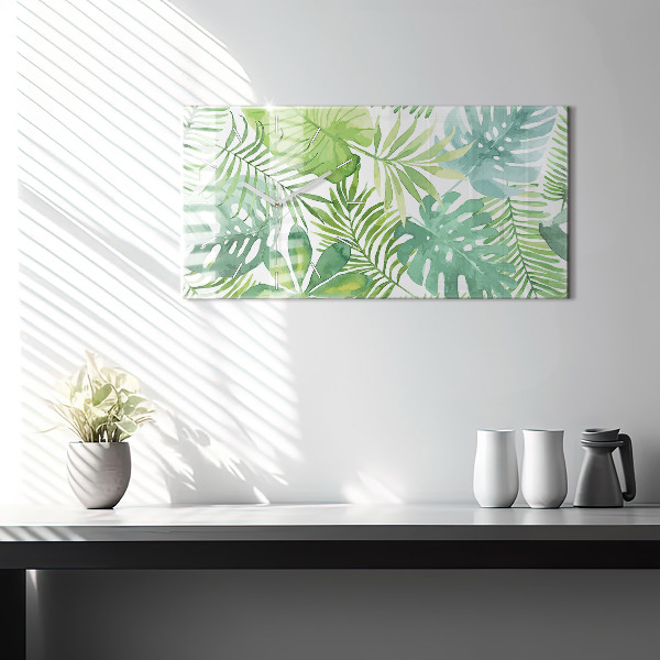 Horloge rectangulaire horizontale Feuilles vertes