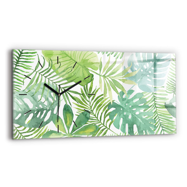 Horloge rectangulaire horizontale Feuilles vertes