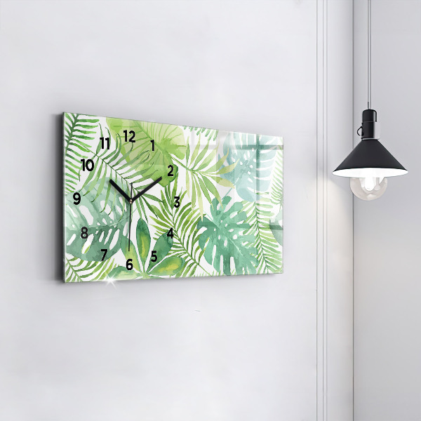 Horloge rectangulaire horizontale Feuilles vertes