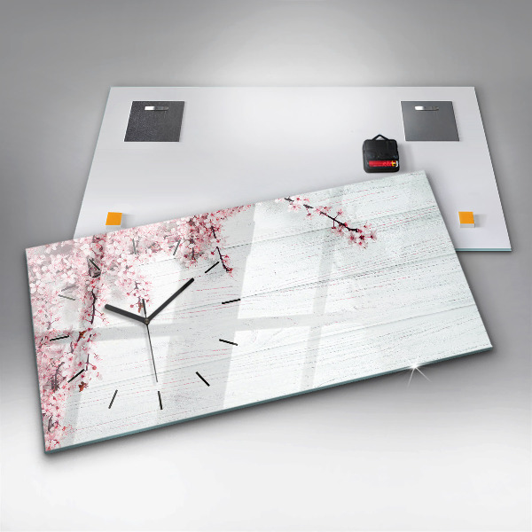 Horloge rectangulaire horizontale Fleurs de printemps