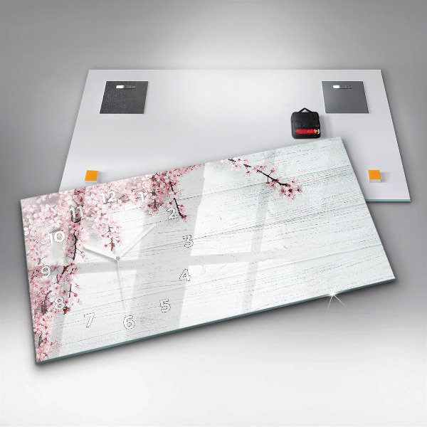 Horloge rectangulaire horizontale Fleurs de printemps