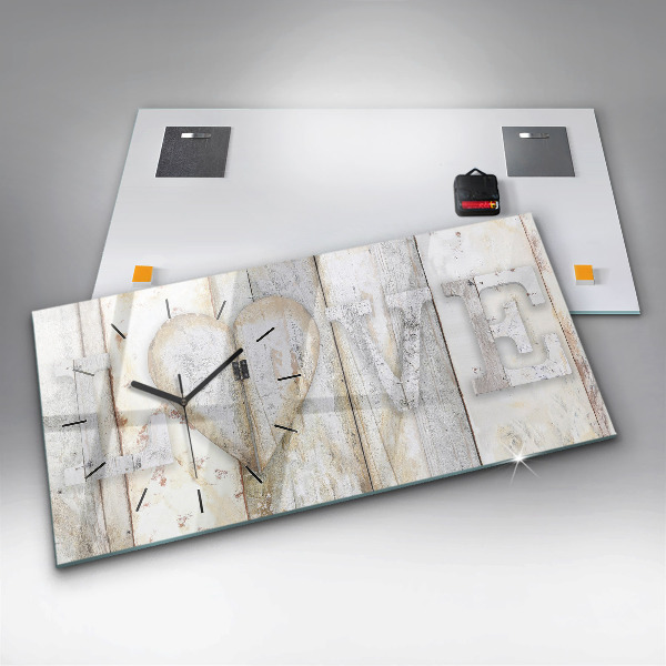 Horloge rectangulaire horizontale 'L''inscription amour'