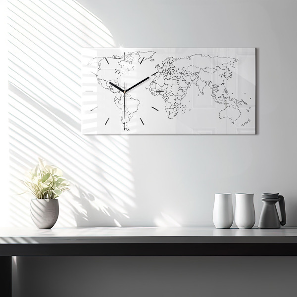 Horloge rectangulaire horizontale Carte du monde