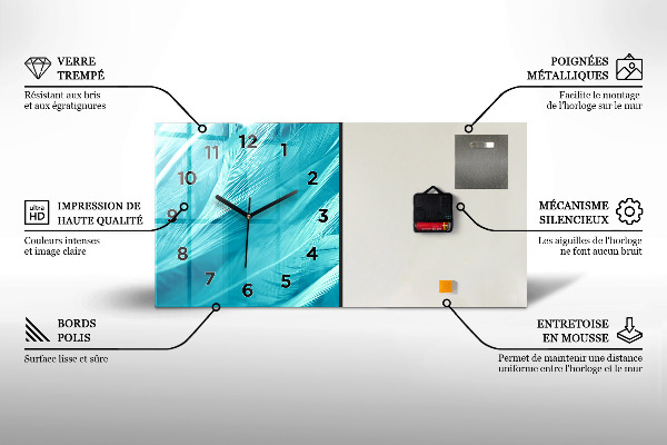 Horloge murale horizontale Couleur jaune clair