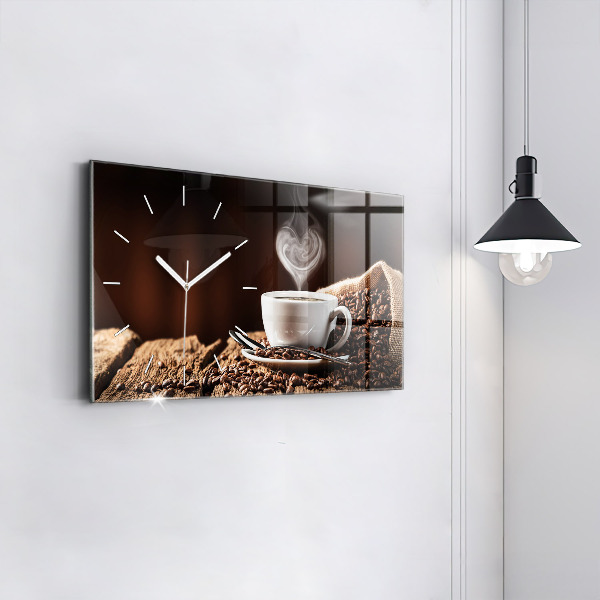 Horloge murale horizontale Une tasse de café