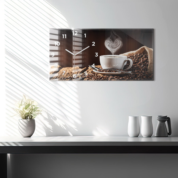 Horloge murale horizontale Une tasse de café