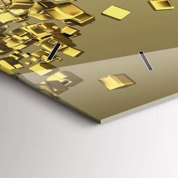 Horloge murale horizontale Carrés dorés