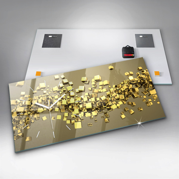 Horloge murale horizontale Carrés dorés