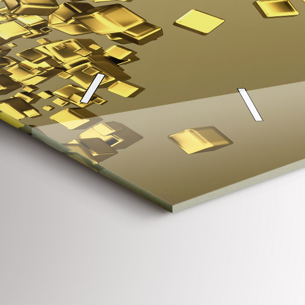 Horloge murale horizontale Carrés dorés