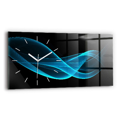 Horloge murale horizontale Abstraction bleue