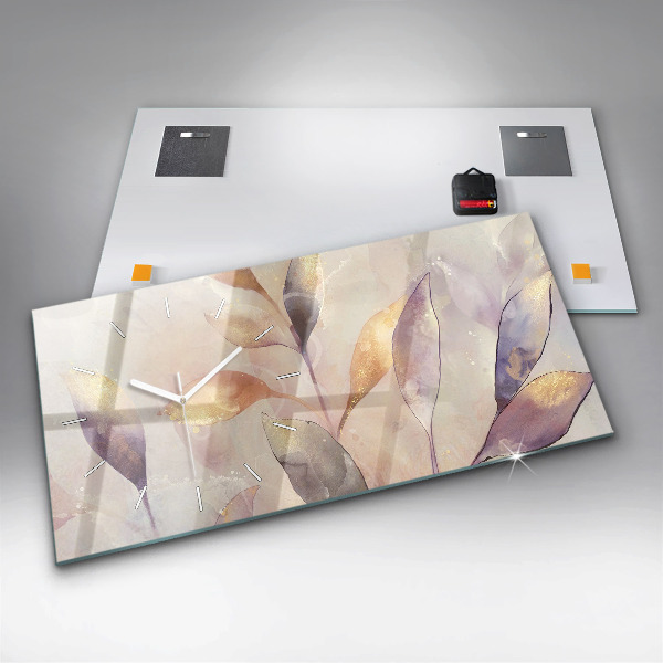 Horloge murale horizontale Feuilles bohèmes abstraites