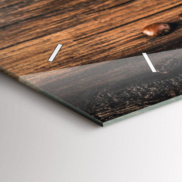 Horloge murale horizontale Tasse et grains de café