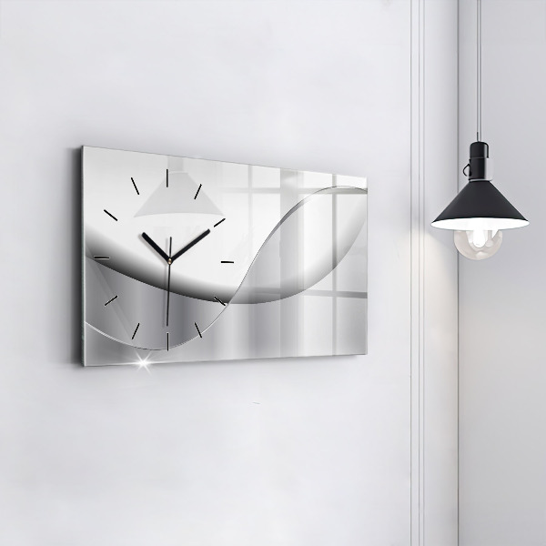 Horloge murale horizontale Abstraction argentée