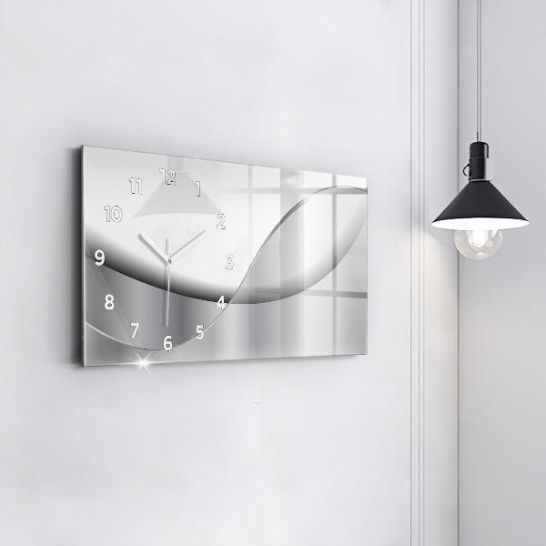Horloge murale horizontale Abstraction argentée