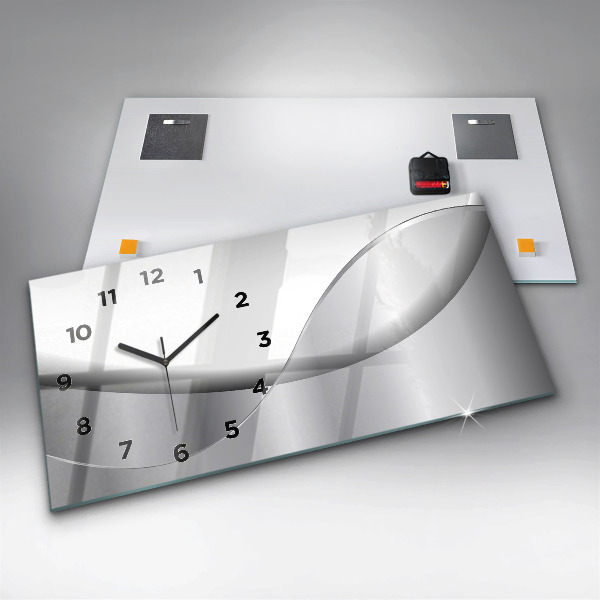 Horloge murale horizontale Abstraction argentée