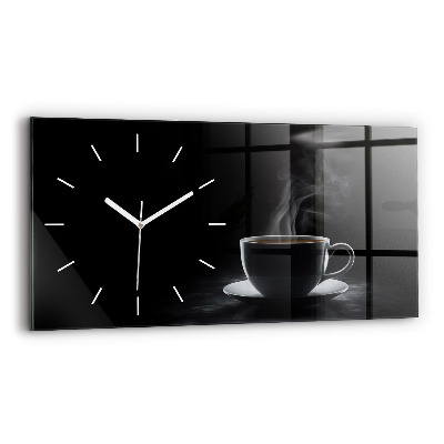 Horloge murale horizontale Une tasse de café noir