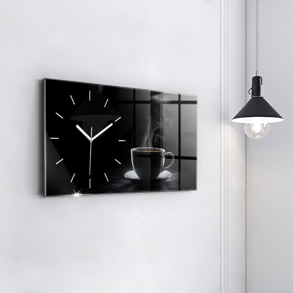 Horloge murale horizontale Une tasse de café noir