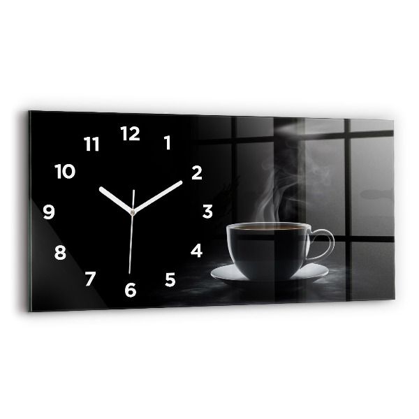 Horloge murale horizontale Une tasse de café noir