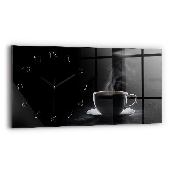 Horloge murale horizontale Une tasse de café noir