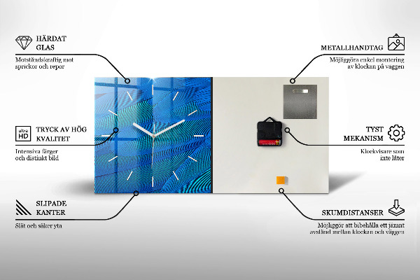 Horloge murale horizontale Tableaux bleus