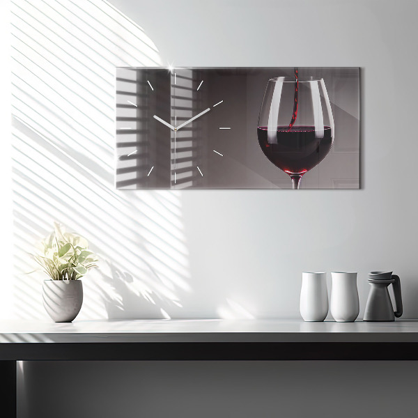 Horloge murale horizontale Un verre de vin rouge