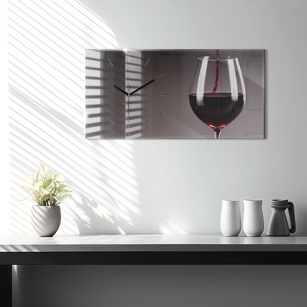 Horloge murale horizontale Un verre de vin rouge