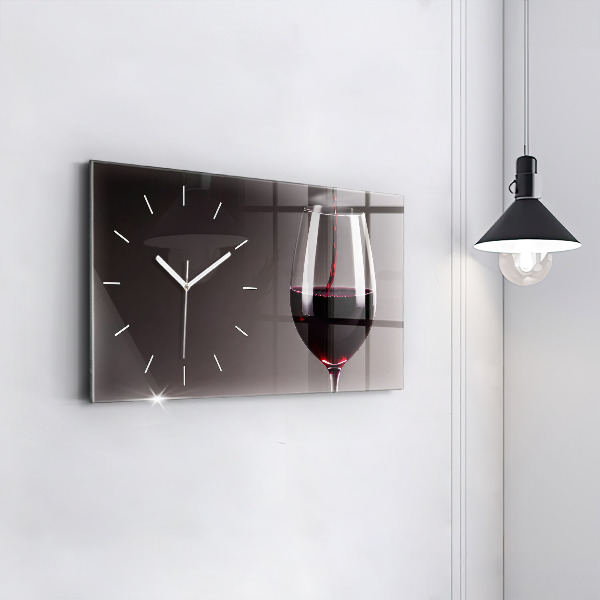 Horloge murale horizontale Un verre de vin rouge