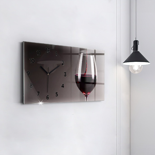 Horloge murale horizontale Un verre de vin rouge