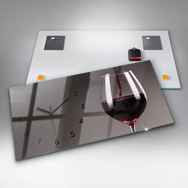 Horloge murale horizontale Un verre de vin rouge