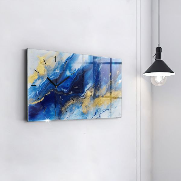 Horloge murale horizontale marbre bleu
