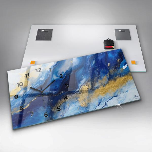 Horloge murale horizontale marbre bleu