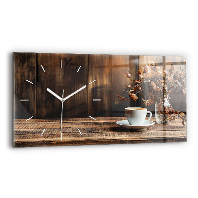 Horloge murale horizontale Une tasse de café