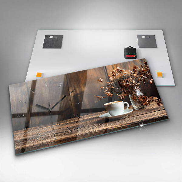 Horloge murale horizontale Une tasse de café