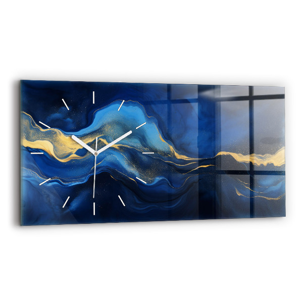 Horloge murale horizontale marbre bleu