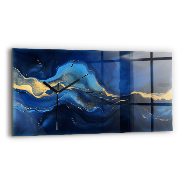 Horloge murale horizontale marbre bleu