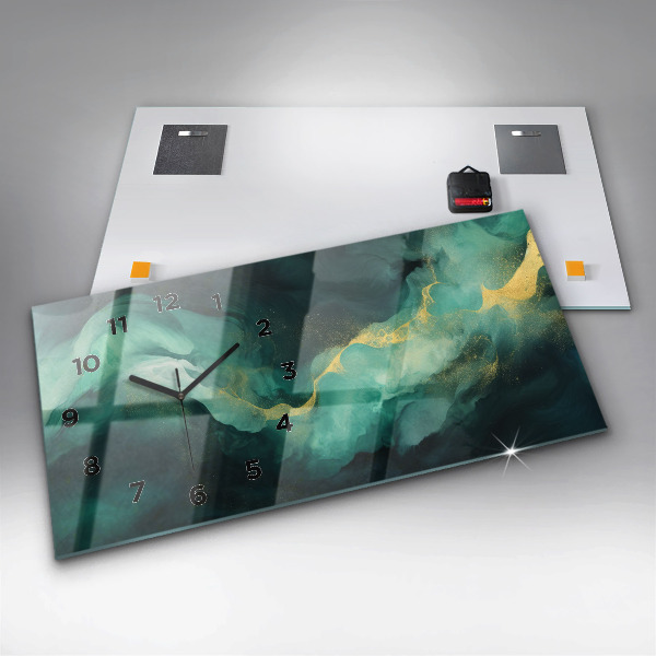 Horloge murale horizontale marbre vert