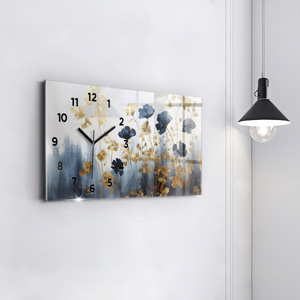 Horloge murale horizontale Fleurs abstraites