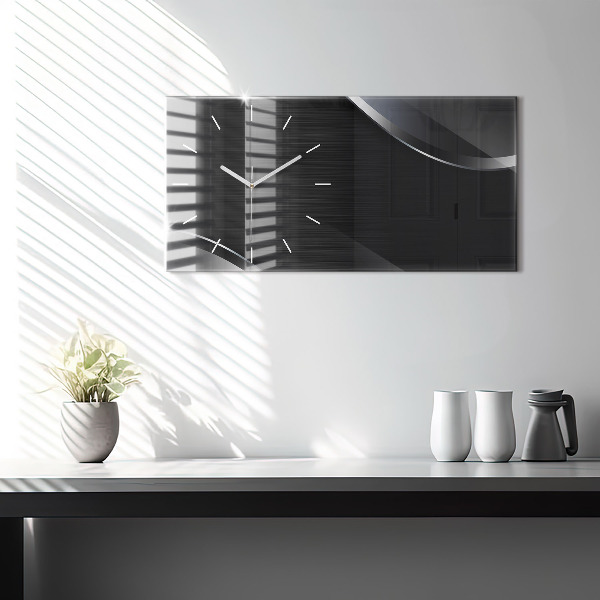 Horloge murale horizontale Lignes noires et argentées