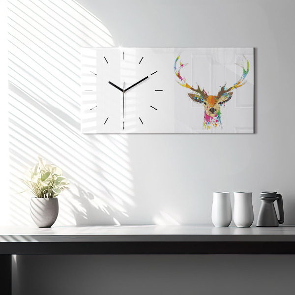Horloge rectangulaire horizontale Tête de cerf colorée