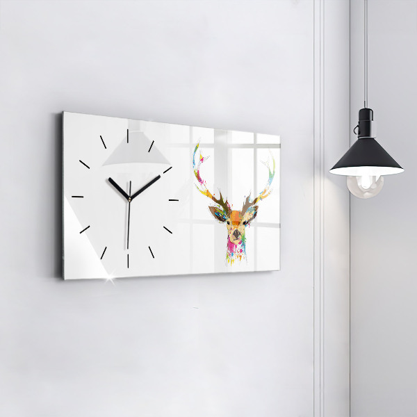Horloge rectangulaire horizontale Tête de cerf colorée
