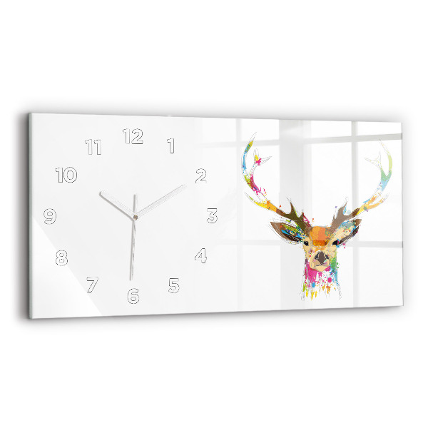 Horloge rectangulaire horizontale Tête de cerf colorée