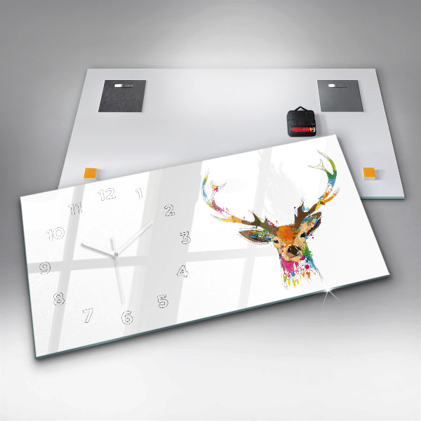 Horloge rectangulaire horizontale Tête de cerf colorée