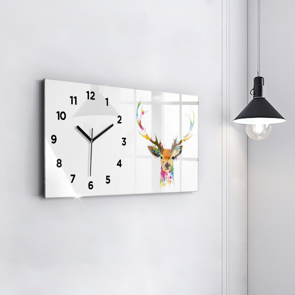 Horloge rectangulaire horizontale Tête de cerf colorée